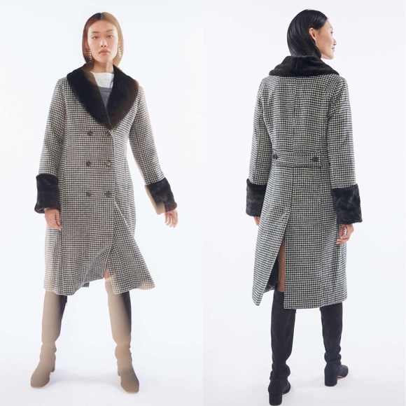 Urban Outfitters Jackets & Blazers - New Urban Outfitters Kaia Plaid Fur Pea Coat
